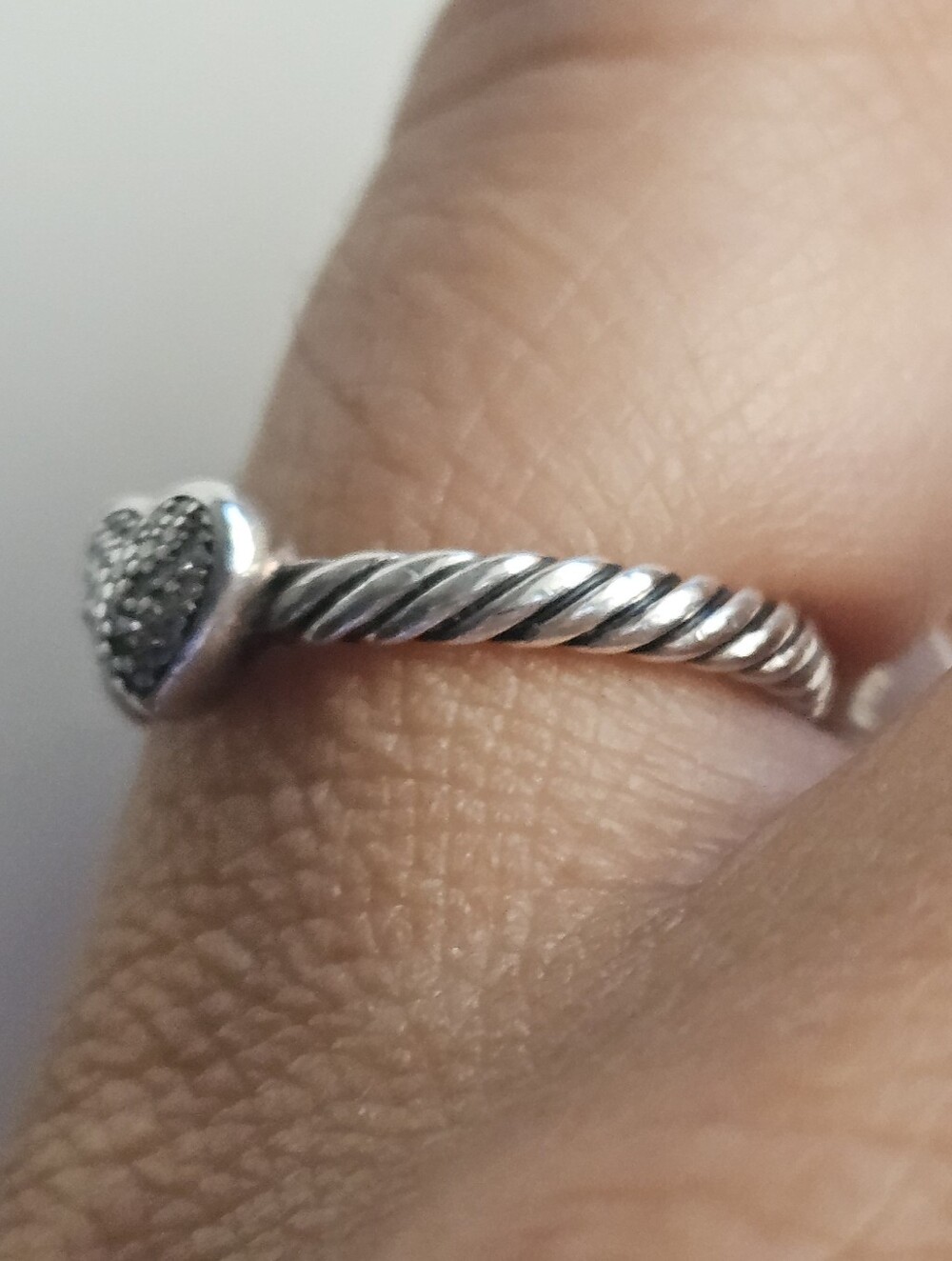 David Yurman Cable Collectibles Diamond Heart Pavé Sterling Silver Ring Size 6✨️ - Picture 11 of 15